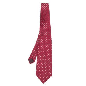 Lanvin Red Floral Pattern Silk Satin Tie