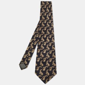 Lanvin Black Printed Silk Tie