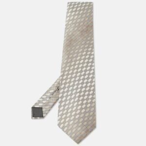 Lanvin Grey Printed Silk Traditional Tie