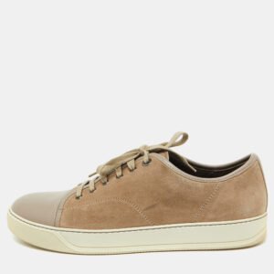 Lanvin Beige/Light Grey Suede and Leather DDB1 Low Top Sneakers Size 43