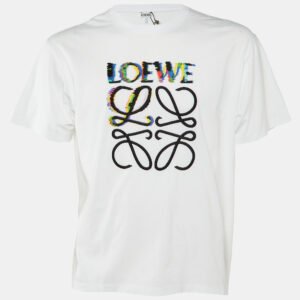 Loewe White Glitch Anagram Cotton Crew Neck T-Shirt XXL