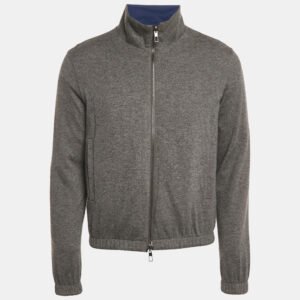 Loro Piana Blue Nylon Zip-Up Reversible Bomber Jacket S