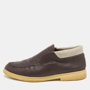 Loro Piana Burgundy Leather Open Walk Ankle Boots Size 43.5