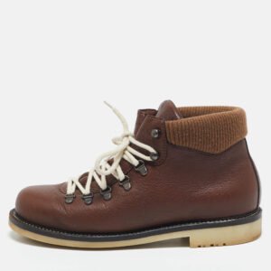 Loro Piana Brown Fabric and Leather Hiking Boots Size 40