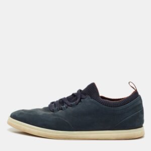 Loro Piana Blue Nubuck Leather Soho Walk Low Top Sneakers Size 42