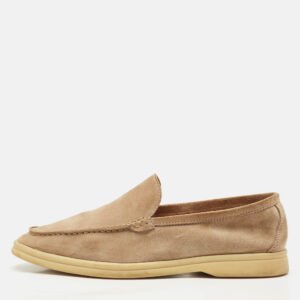 Loro Piana Brown Suede Summer Walk Slip On Loafers Size 40.5