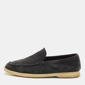 Loro Piana Navy Blue Suede Summer Walk Loafers Size 44.5