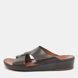 Loro Piana Brown Leather New Buckle Sandals Size 44