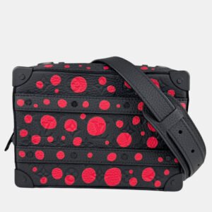 Louis Vuitton Black and Red Leather Soft Trunk Shoulder Bag