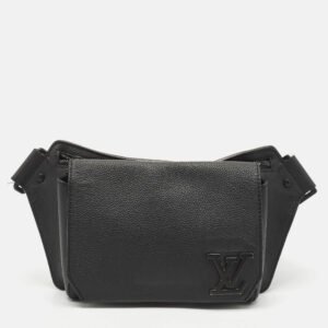 louis vuitton black leather take off sling bag