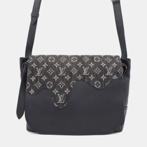 Louis Vuitton  Noir Monogram Denim Taurillon Leather Busas Tokyo Messenger Bag