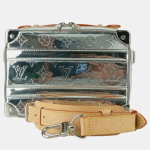 Louis Vuitton Metallic & Silver Patent Leather Monogram Mirror Handle Soft Trunk