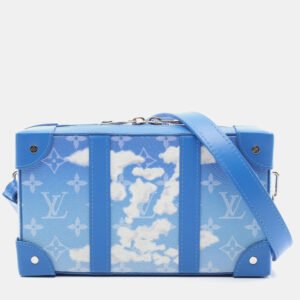 Louis Vuitton Soft Trunk Blue White Coated Canvas Leather Shoulder Bag
