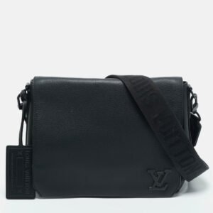 Louis Vuitton Black Aerogram Leather Takeoff Messenger Bag