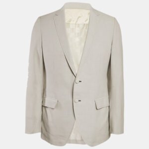 Louis Vuitton Beige Patterned Cotton Single Breasted Blazer L