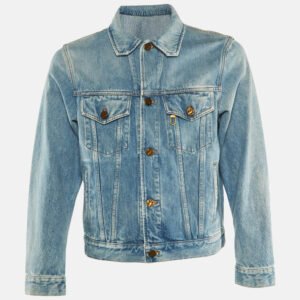 louis vuitton blue denim button front jacket xs