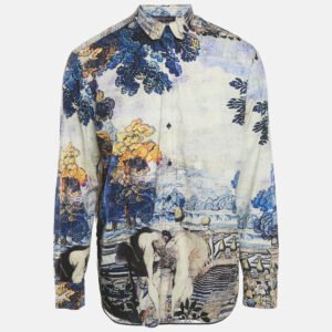 louis vuitton blue dna tapestry print cotton shirt m
