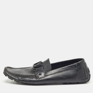 Louis Vuitton Black Leather Slip On Loafers Size 44
