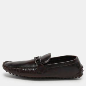 Louis Vuitton Brown Leather Hockenheim Loafers Size 44