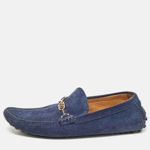 Louis Vuitton Blue Suede Slip On Loafers Size 43.5