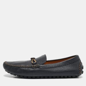 Louis Vuitton Navy Blue Leather Hockenheim Loafers Size 41