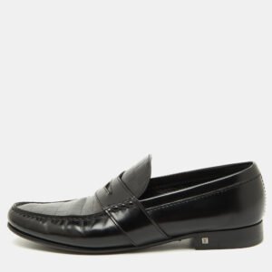 Louis Vuitton Black Damier Leather Santiago Slip On Loafers Size 43.5