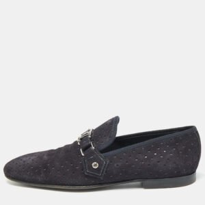 Louis Vuitton Navy Blue Suede Hockenheim Loafers Size 43.5
