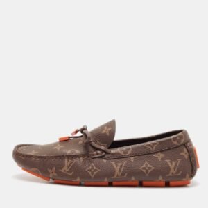 Louis Vuitton Brown Monogram Canvas Driver Loafers Size 40.5