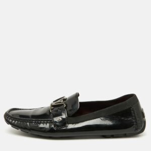 Louis Vuitton Black Patent Leather Monte Carlo Loafers Size 44.5