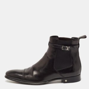 Louis Vuitton Black Leather Greenwich Ankle Boots Size 42