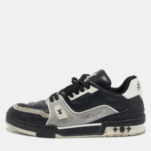 Louis Vuitton Black/Grey Leather LV Trainer Sneakers Size 42