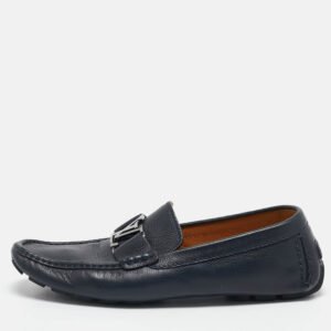 Louis Vuitton Navy Blue Leather Monte Carlo Loafers Size 42.5