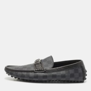 louis vuitton black/grey damier graphite canvas hockenheim loafers size 45