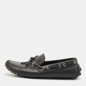 Louis Vuitton Black Leather Bow Slip On Loafers Size 39