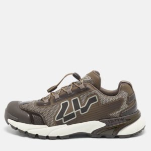 louis vuitton brown mesh and leather lv runner tatic sneakers size 44