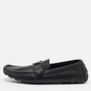 Louis Vuitton Black Leather Monte Carlo Slip On Loafers Size 44