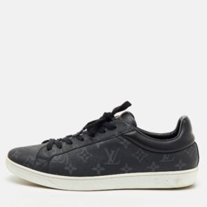 Louis Vuitton Black Monogram Eclipse Frontrow Low Top Sneakers Size 43