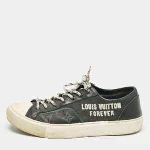 Louis Vuitton Black Canvas And Leather LV Forever Tattoo Low Top Sneakers Size 40