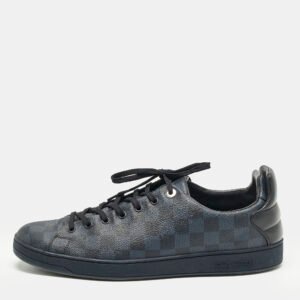 louis vuitton navy blue damier cobalt canvas frontrow low top sneakers size 45