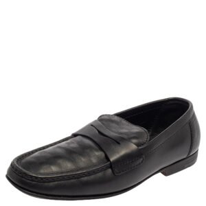 Louis Vuitton Black Damier Embossed Santiago Loafers Size 41.5
