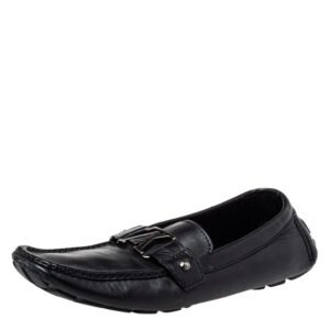 Louis Vuitton Black Leather Monte Carlo Slip on Loafer Size 44
