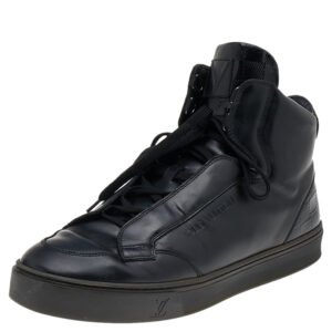 Louis Vuitton Black Leather And Damier Patent Leather High Top Sneakers Size 40.5