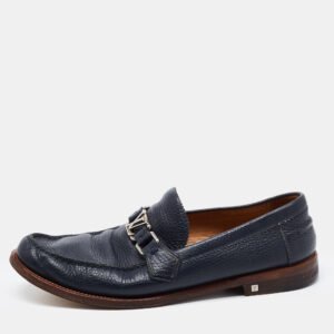 Louis Vuitton Navy Blue Leather Major Loafers Size 43.5