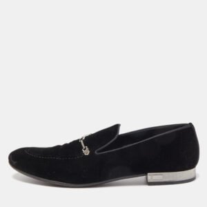 Louis Vuitton Black Velevt Slip On Loafers Size 45