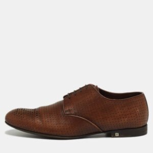 Louis Vuitton Brown Perforated Leather Lace Up Derby Size 40