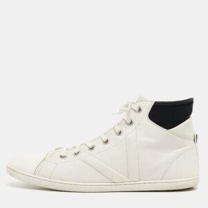 Louis Vuitton White/Black Leather Trainer High Top Sneakers Size 42.5