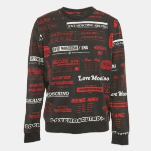 Love Moschino Black Printed Cotton Knit Sweatshirt XL