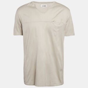 Maison Martin Margiela Grey Cotton V-Neck T-Shirt XL