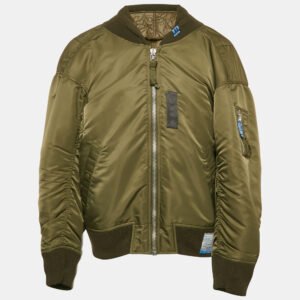 Maison Mihara Yasuhiro Khaki Green Nylon Padded Zip-Up Bomber Jacket M