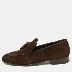 Manolo Blahnik Brown Suede Chester Tassel Loafers Size 40